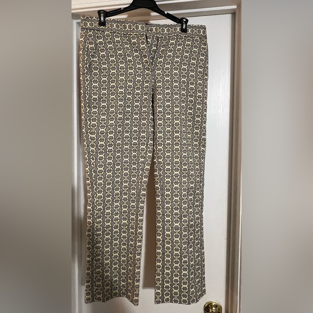 💖🌸👖Beautiful and stylish Tory Burch jacquard pants! Baby yellow and grey